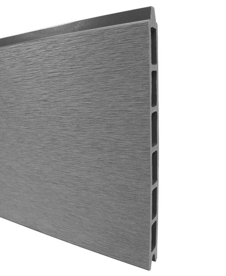 WPC Profi Zaun Zaun Komplettset grau Steingrau Sichtschutzzaun Paneele 180x180cm, (Musterstück 15 cm) von WPC Profi