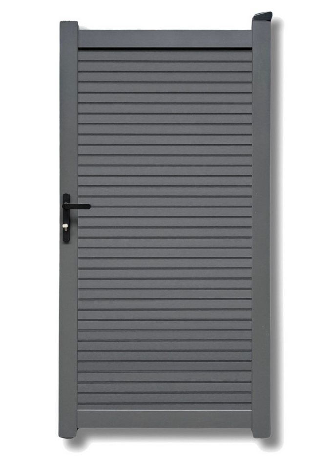 WPC Profi Zauneinzeltür Tor Aluminium Garten Zaun Gartentor Rhombus Anthrazit 90X180 cm, (Komplettset, mit Befestigung, Schloss, Anschlagschiene) von WPC Profi