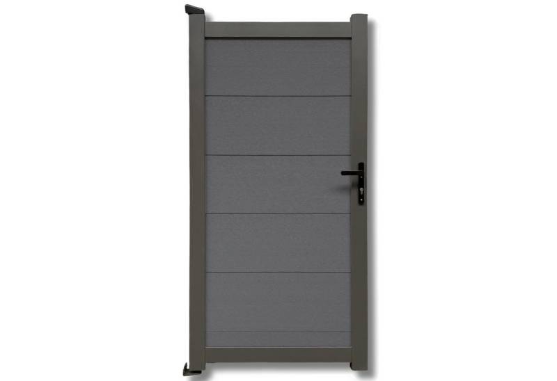 WPC Profi Zauneinzeltür XL Aluminium Garten Zaun Tor Gartentor Alu Anthrazit 90X180 cm, (Komplettset, mit Befestigung, Schloss, Anschlagschiene) von WPC Profi