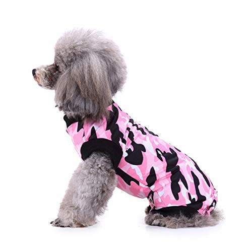 Haustier Hunde Recovery Suit Body FüR Hund Nach Op FüR Katzen Nach Operationen Medizinischer Anzug Weiche Haustierkleidung Indoor Camouflage-pink,L von WPCASE