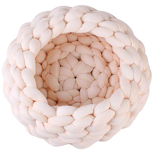 Katzenkörbchen Gewebtes Katzenbett Nest Aus Reiner Baumwolle Warmer Katzenkorb Kuschelkissen Haustierbett Maschinenwaschbar beige,30cm/12in von WPCASE