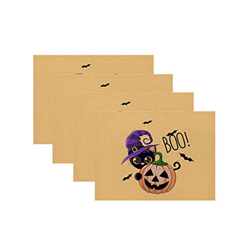 WPCASE Halloween Platzsets Abwaschbar Platzdeckchen Abwaschbar Große Tischsets Außerhalb Tisch Matten Platte Matten Ort Matten Tisch Tischsets Garten Sets Ort Matte 42X32,C16 von WPCASE