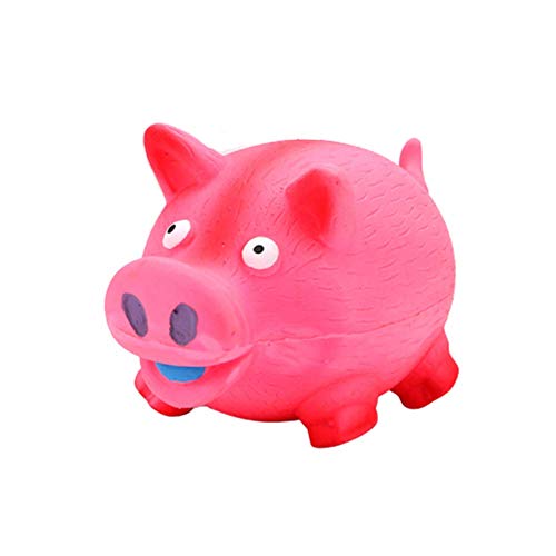 WPCASE Hund Kauspielzeug Hundespielzeug Cartoon Latex Schwein Kuh Spielzeug Quietschend Kauen Hund Spielzeug Biss Resistent Backenzahn Interaktives Spiel pink von WPCASE