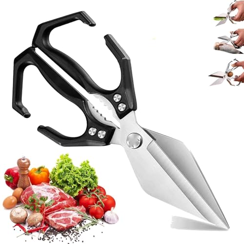 Seattleget Multifunktionale Hochleistungs-Küchenschere, 2-in-1 Ergonomische Küchenschere, Schneiden Sie Hühnchen Und Ente Mit(Black) von WPDUIODF