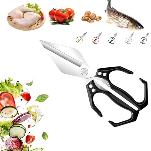 Seattleget Multifunktionale Hochleistungs-Küchenschere, Japanische Kochschere Mit Ergonomischem Griff, Schere Aus Kohlenstoffstahl, Robuste Geflügelschere For Schneiden Von Knochen(Black,1pcs) von WPDUIODF