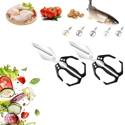 Seattleget Multifunktionale Hochleistungs-Küchenschere, Japanische Kochschere Mit Ergonomischem Griff, Schere Aus Kohlenstoffstahl, Robuste Geflügelschere For Schneiden Von Knochen(Black,2pcs) von WPDUIODF