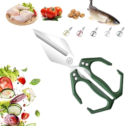 Seattleget Multifunktionale Hochleistungs-Küchenschere, Japanische Kochschere Mit Ergonomischem Griff, Schere Aus Kohlenstoffstahl, Robuste Geflügelschere For Schneiden Von Knochen(Green,1pcs) von WPDUIODF