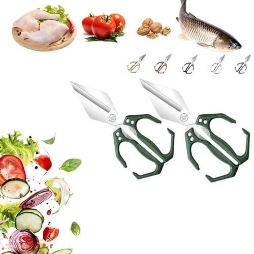 Seattleget Multifunktionale Hochleistungs-Küchenschere, Japanische Kochschere Mit Ergonomischem Griff, Schere Aus Kohlenstoffstahl, Robuste Geflügelschere For Schneiden Von Knochen(Green,2pcs) von WPDUIODF
