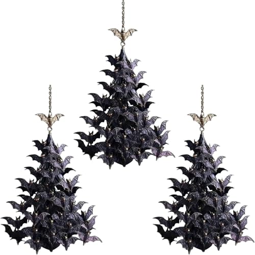 WPDUIODF Fledermausschwarm-Baumschmuck, Fledermausform, Hängedeko, Acryl-Halloween-Dekoration, Innen- Und Außendekoration for Veranden, Terrassen, Decken(3pcs) von WPDUIODF
