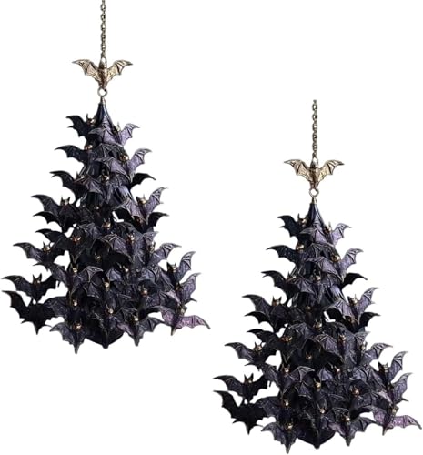WPDUIODF Fledermausschwarm-Baumschmuck, Fliegende Fledermaus, Halloween-Dekoration for Draußen, 2D-Flache Acryl-Halloween-Dekoration, for Weihnachtsbaum, for Party Oder Zuhause(2pcs) von WPDUIODF