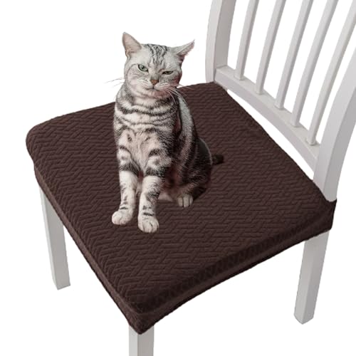 WPDUIODF Getoverfinish wasserdichte Jacquard-Stuhlhussen, Abnehmbare Stretch-Jacquard-Sitzbezüge for Esszimmerstühle, Wasserdichter Und Staubdichter, for Das Esszimmer In Der Küche(Coffee,8pcs) von WPDUIODF