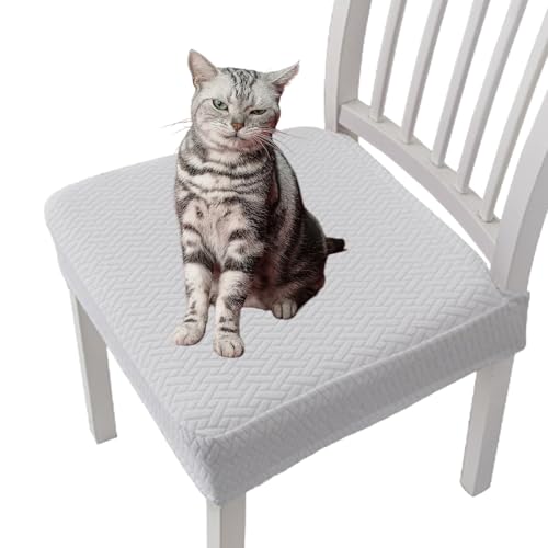 WPDUIODF Getoverfinish wasserdichte Jacquard-Stuhlhussen, Abnehmbare Stretch-Jacquard-Sitzbezüge for Esszimmerstühle, Wasserdichter Und Staubdichter, for Das Esszimmer In Der Küche(White,6pcs) von WPDUIODF