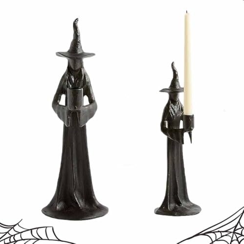 WPDUIODF Halloween-Hexen-Kerzenhalter, Handgefertigte Schwarze Statuendekoration, for Die Party Im Büro Zu Hause Im Innenbereich Auf Dem Tisch, Kreatives Geschenk(A) von WPDUIODF