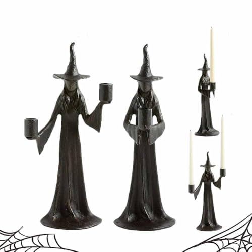 WPDUIODF Halloween-Hexen-Kerzenhalter, Handgefertigte Schwarze Statuendekoration, for Die Party Im Büro Zu Hause Im Innenbereich Auf Dem Tisch, Kreatives Geschenk(A＋b) von WPDUIODF