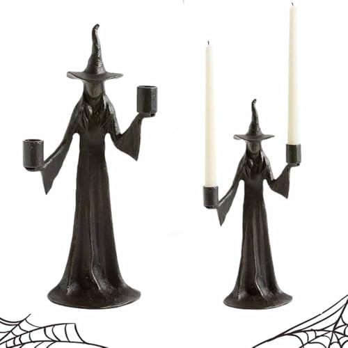 WPDUIODF Halloween-Hexen-Kerzenhalter, Handgefertigte Schwarze Statuendekoration, for Die Party Im Büro Zu Hause Im Innenbereich Auf Dem Tisch, Kreatives Geschenk(B) von WPDUIODF