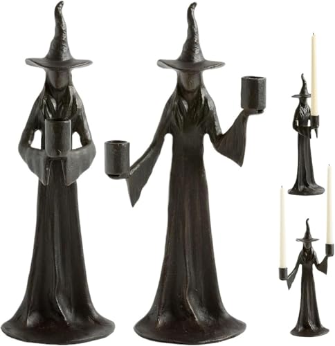 WPDUIODF Halloween-Hexen-Kerzenhalter, Stehendes Nachtlicht, Schreibtisch-Dekor, Retro-Harz-Dekorationen for Den Schreibtisch, for Die Party Im Büro, Zuhause, Drinnen Auf Dem Tisch(A＋b) von WPDUIODF