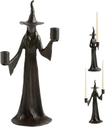 WPDUIODF Halloween-Hexen-Kerzenhalter, Stehendes Nachtlicht, Schreibtisch-Dekor, Retro-Harz-Dekorationen for Den Schreibtisch, for Die Party Im Büro, Zuhause, Drinnen Auf Dem Tisch(B) von WPDUIODF
