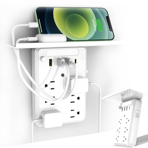 WPDUIODF Preliminark Steckdosen-Extender Mit Regal, 9-in-1-Steckdosen-Extender, Überspannungsschutz for Steckdosenleisten USB-Anschlüssen, Stecker-Expander Wohnheime(1PC) von WPDUIODF