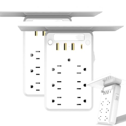 WPDUIODF Preliminark Steckdosen-Extender Mit Regal, 9-in-1-Steckdosen-Extender, Überspannungsschutz for Steckdosenleisten USB-Anschlüssen, Stecker-Expander Wohnheime(2PCS) von WPDUIODF