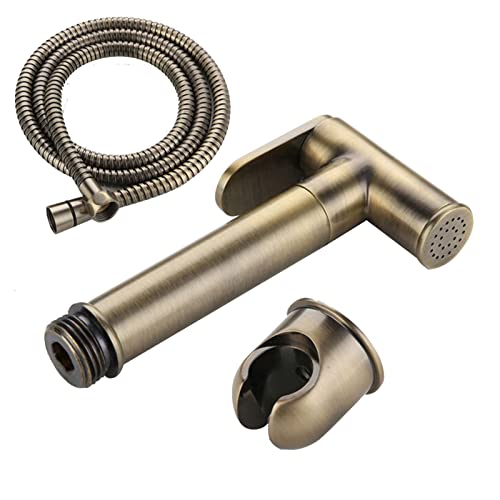 WPHH Hand Bidet Toilette Sprayer, Antik Bronze Badezimmer Dusche Aufsatz Set, Messing Mixer Bidet Wasserhahn Mit Heißem Und Kaltem Wasser, Wandmontierter Bidet Sprayer,C von WPHH