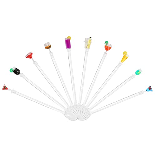 10 Stück Cocktail Getränk Mixer, Bar Rühr Rührlöffel, Acryl Rührstab Mixer, Löffel, Bar-Küchenzubehör (kleiner Rührlöffel) von WPKD BLUEIY