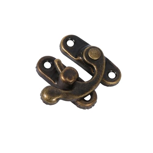 WPKD BLUEIY Antike Latch Hook Hasp,12 Stück Riegelhaken,Schmuck Geschenk Box Hasp Verschlüsse Haken mit Schrauben Vintage Iron Art Latch Hooks für Cabinet Schmuckkästchen Holzkiste (Bronze) von WPKD BLUEIY