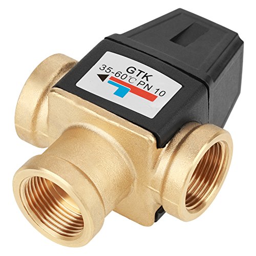 WPKD BLUEIY Thermostatisches Mischventil,3 Wege Thermostat Mischventil,DN20 Innengewindeanschluss,Messing Temperaturregelung Mischventil für Warmwasserbereiter(3,93x2,75 Zoll,510 g) von WPKD BLUEIY