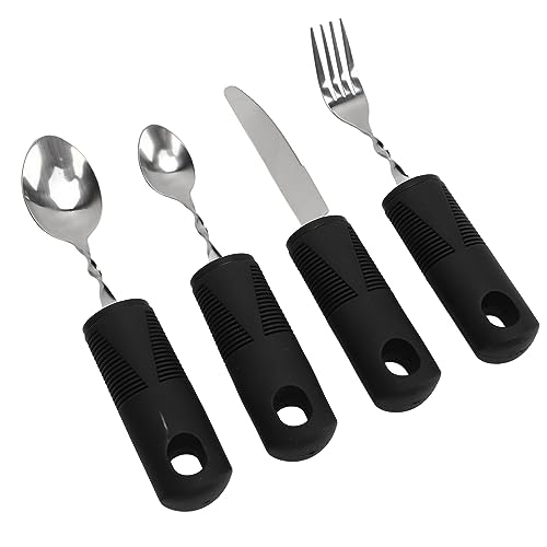 WPKD BLUEIY 4 Stück Adaptive Utensilien für Hand Tremors,Adaptives Utensilien-Set,Weighted Messer Gabeln und Löffel Silberwaren Set mit Griff,für Behinderte Arthritis Parkinsons Ältere Menschen von WPKD BLUEIY