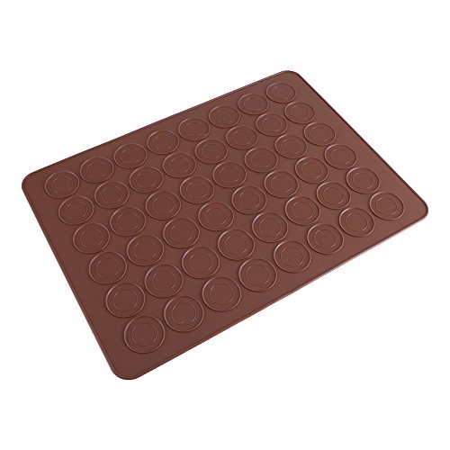 WPKD BLUEIY Macarons Backmatte aus Silikon 48 Mulden Antihaftbeschichtet,Makronen Silikonform Matte,-40℃~230℃ Makrone Matte leicht zu reinigen Makrone Backmatte für Kekse Gebäck 39 x 28.5cm von WPKD BLUEIY