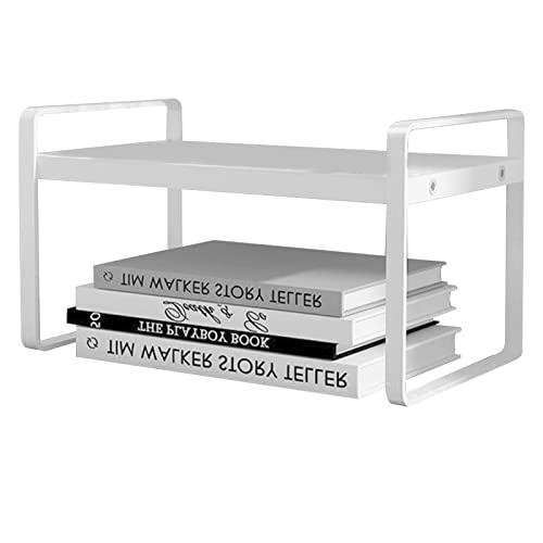 Doppelschichtiges Desktop-Bücherregal, Eisenholz-Desktop-Regale, Einfacher Stil, Kleines Schreibtisch-Bücherregal für Zuhause, Schlafzimmer, Schlafsaal, Schreibtisch, Tisch, 30 X von WPKD BLUEIY