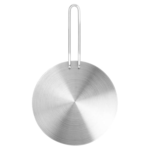 WPKD BLUEIY Hitze Diffusor,Platte Edelstahl Hitze Diffusor,Kochen Induktion Platte Adapter,Konverter mit abnehmbarem Griff für Gas Elektroherd Platte Kochzubehör (22cm) von WPKD BLUEIY
