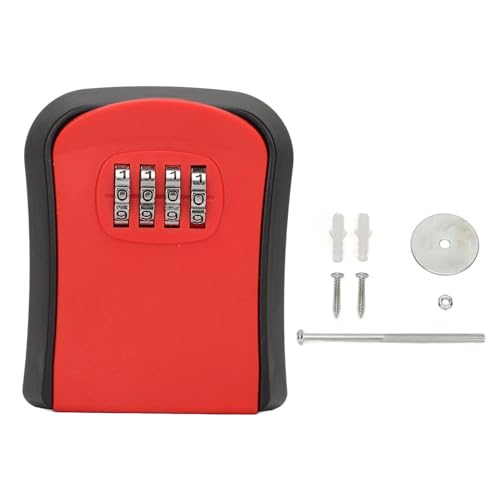 Kombinationsschloss Kasten an der Wand befestigte Schlüsselschloss Boxen, robuste ABS 4 stellige Passwort wasserdichte Schlüsselspeicher Sperrkasten mit 5 Tasten Kapazitäts Schlüss (Rot) von WPKD BLUEIY