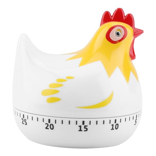 Küchen Timer Eieruhren Niedliches Huhn Form Muster Mechanische Wind Up Countdown Timer mit klingelnden Erinnerung Multifunktions Timer für Kochen Backen Training (Weiß) von WPKD BLUEIY