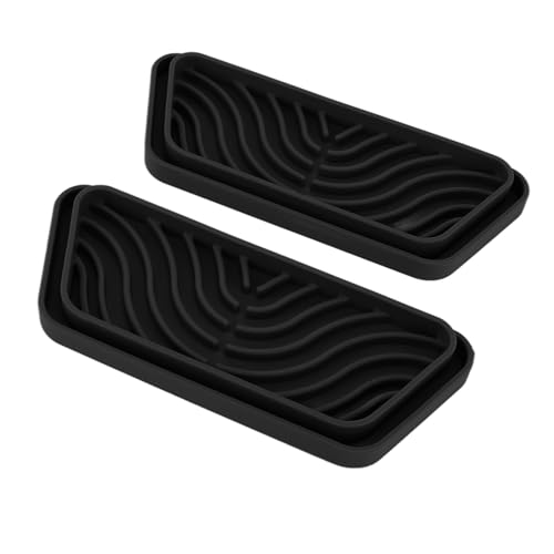 Silikon-Kühlschrank-Tropfschale, Trapezförmiger Kühlschrank-Tropffänger, Mehrzweck-Kühlschrank-Wasserspender, Tropfmatte für Spritzwasserschutz, 20,8 X 7,9 X 1,7 Cm (Schwarz) von WPKD BLUEIY