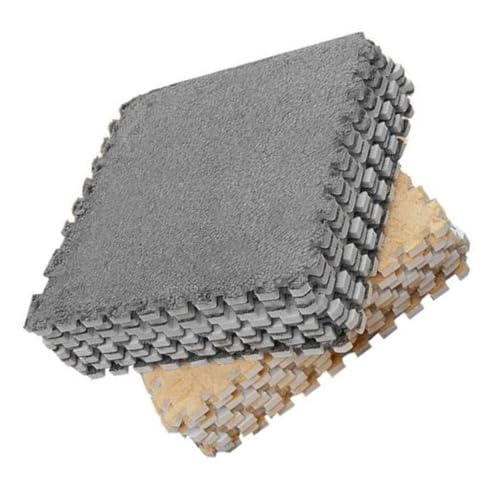 WPKD BLUEIY 10 Stück ineinandergreifende Plüschschaum-Teppichfliesen, 30 x 30 cm, rutschfeste weiche Bodenmatte für Wohnzimmer oder Schlafzimmer, vielseitige ineinandergreifende Schaumstofffliesen von WPKD BLUEIY