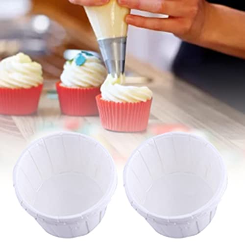 WPKD BLUEIY 100 Stück Papier Muffinförmchen,Muffins Papierförmchen,Cupcake Förmchen,Fettdicht Hohe Temperatur Resistent Kuchen backen Cup für Backen Dessert Party Geburtstag Hochzeit(Weiß) von WPKD BLUEIY