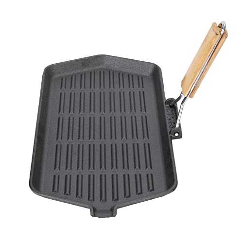 WPKD BLUEIY 21x35 Grillpfanne, tragbare faltbare Gusseisen-Antihaft-Bratpfanne mit Holzgriff, gleichmäßige Heizpfanne für Steak, Herd und Camping WPKD BLUEIY 21x35 Grillpfanne, tragbare faltbare Gusseisen-Antihaft-Bratpfanne mit Holzgriff, gleichmäßige Heizpfanne für Steak, Herd und Camping von WPKD BLUEIY