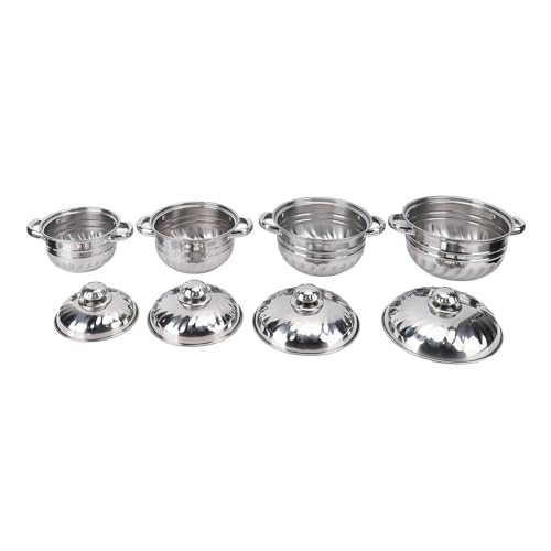 WPKD BLUEIY 4-teiliges Edelstahl-Topf-Set, Suppentopf mit Deckel, Doppelgriffe, Soßentopf für Küche, Kochen, Kochgeschirr-Set, 20 cm, 24 cm, 28 cm, 32 cm von WPKD BLUEIY