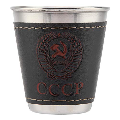 WPKD BLUEIY 4 teiliges Set Tragbarer Mini Weinbecher, 70 Ml, Kleiner Cocktail Weinbecher aus Edelstahl mit Lederbezug und Aufbewahrungstasche für Reisepicknick von WPKD BLUEIY