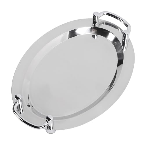 WPKD BLUEIY Buffetplatte aus Edelstahl, helles Spiegel-Finish, Serviertablett mit Griff, Eierform, 46 cm lang, ideal für Hotel, Restaurant von WPKD BLUEIY