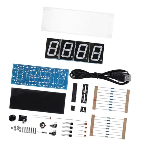 WPKD BLUEIY DIY-Digital-LED-Uhr-Kit, 4-stellige Automatische Anzeige von Zeit und Temperatur, Klare Robuste ABS Außengehäuseuhr mit Lichtsteuerung Einfache Installation Tischuhren (Grün) von WPKD BLUEIY