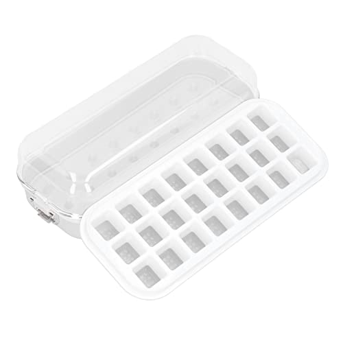 WPKD BLUEIY Eiswürfelform mit Mülleimer, 24 Gitter Lebensmittelqualität Silikon Eiswürfelherstellung für Zer, einfache Freigabe, Weiß, Eiswürfel und Mülleimer Set von WPKD BLUEIY