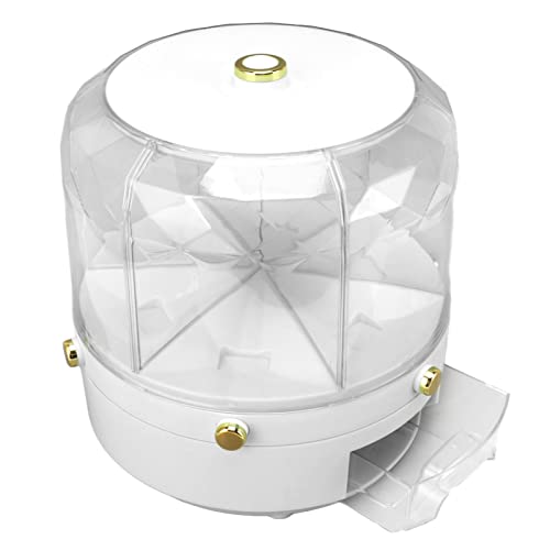 WPKD BLUEIY Luftdichter Reisbehälter, Insektenschutz, geruchsneutral, mit transparentem Fenster, 10 kg, drehbare Körner-Aufbewahrungsbox, 6 Fächer, 360 Grad drehbarer Spender, weiß von WPKD BLUEIY