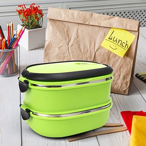 WPKD BLUEIY Tragbare Isolation Thermo Edelstahl Lunchbox Doppelschicht Lebensmittelbehälter für Outdoor Picknick 1,5L Auslaufsicher BPA- von WPKD BLUEIY