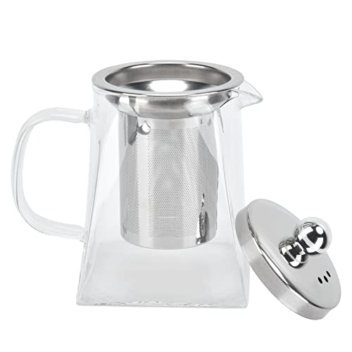 WPKD BLUEIY Transparente Glas-Teekanne mit abnehmbarem 304 Edelstahlfilter, 750 ml hitzebeständiger Teekessel für Zuhause und Büro von WPKD BLUEIY
