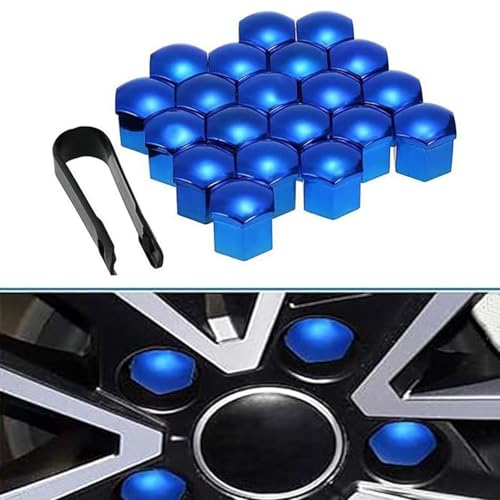 WPNCIMDA 20 StüCke Auto Radschraubenkappen FüR VW Beetle Convertible Caddy Caravelle T5 T6 T6.1, Universal Reifen Mutter Kappen Diebstahlschutz KorrosionsbestäNdig Und Staubdicht ZubehöR,17mm- Blue von WPNCIMDA