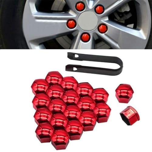 WPNCIMDA 20 StüCke Auto Radschraubenkappen FüR VW Beetle Convertible Caddy Caravelle T5 T6 T6.1, Universal Reifen Mutter Kappen Diebstahlschutz KorrosionsbestäNdig Und Staubdicht ZubehöR,17mm- Red von WPNCIMDA