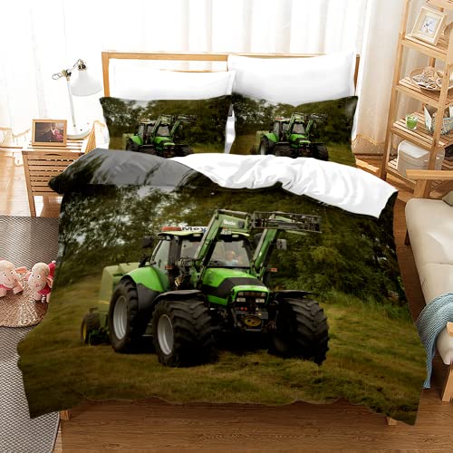 WPP-JY Traktor Bettwäsche 135x200 3D-Druck Traktor & Mähdrescher Kinder Jungen Bettwäsche Set Traktoren Muster Bettbezug und Kissenbezug (T13,135x200cm+1x80x80cm) von WPP-JY