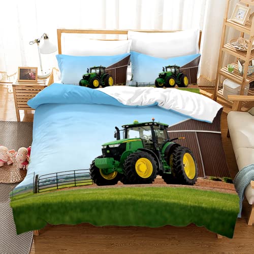 WPP-JY Traktor Bettwäsche 135x200 3D-Druck Traktor & Mähdrescher Kinder Jungen Bettwäsche Set Traktoren Muster Bettbezug und Kissenbezug (T14,220x240cm+2x50x75cm) von WPP-JY