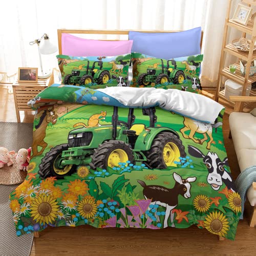 WPP-JY Traktor Bettwäsche 135x200 3D-Druck Traktor & Mähdrescher Kinder Jungen Bettwäsche Set Traktoren Muster Bettbezug und Kissenbezug (T5,220x240cm+2x50x75cm) von WPP-JY
